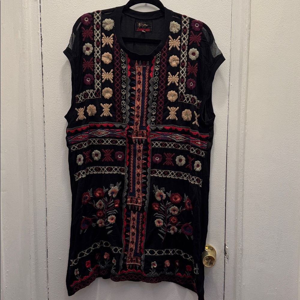 Johnny Was mesh Embroiderrd Mini Dress